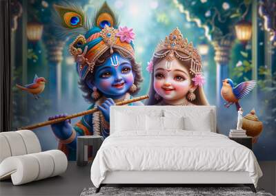 Radha krishna, Cute Little radha krishna Wall mural