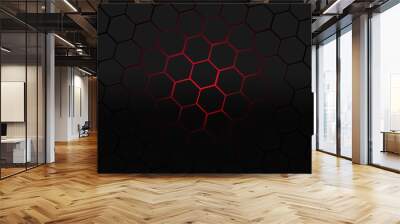 black and red hexagons modern background illustration Wall mural