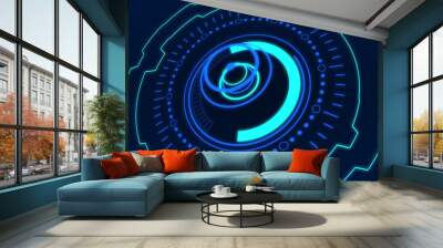 blue sci fi hud interface dashboard 3d illustration Wall mural