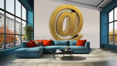 E-mail 3d gold symbol isolated on white, 3d render illustration
 Wall mural