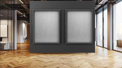 Two Empty modern art frame mockup on grew wall 3d render Wall mural