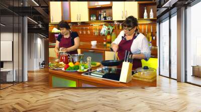 women standing in kitchen Wall mural