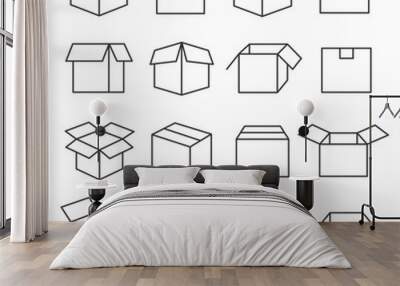 Carton boxes icon set Wall mural