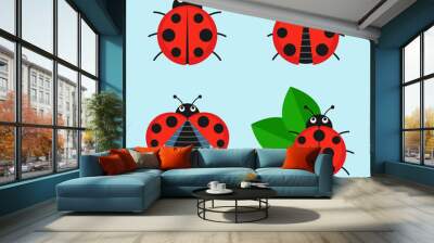 Cartoon ladybug vector set Wall mural