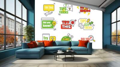 Did you know try this quick tips trick sign badge with line element design template set vector flat Wall mural