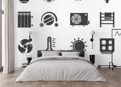 Heating system black glyph vector icons set Wall mural