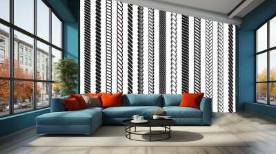 Rope brushes frame, decorative black line set Wall mural