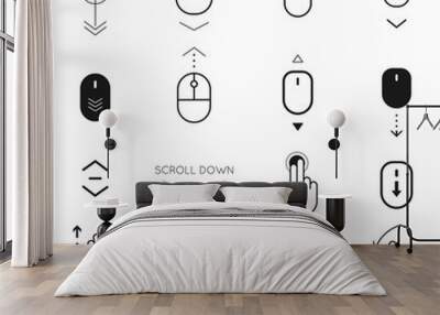 Scroll down and button up icon set Wall mural