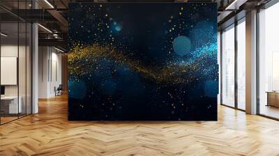 Abstract background with Dark blue and gold particle. Christmas Golden light shine particles bokeh on navy blue background. Gold foil texture. Holiday concept.  Wall mural