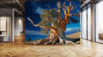 Bristlecone Pine, Pinus longaeva in the White Mountains, California. Ancient Bristlecone Pine Forest is the oldest existing Lifeform on Earth. digital art Wall mural