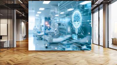 innovative medical technology diagnose and examine patient brain with intelligence software in hospital. Wall mural