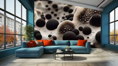 Mucor mold, Bread mold fungi, black fungus, Mucor indicus can cause zygomycosis. Abstract Microbiology background, microscopic view of organic substance, microorganism or cells, 3d render
 Wall mural