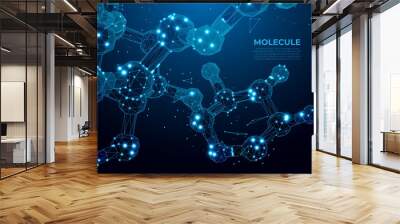 Scientific molecule background for medicine, science, technology, chemistry.  DNA digital, sequence, code structure. Science concept and nano technology background. Polygon vector wireframe concept Wall mural