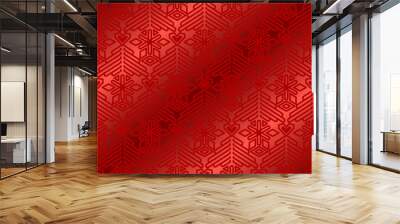 Christmas abstract seamless pattern with fir-tree and star. Red pattern on the wrapping paper. Wall mural