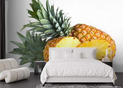 ripe pineapples isolated on white Wall mural