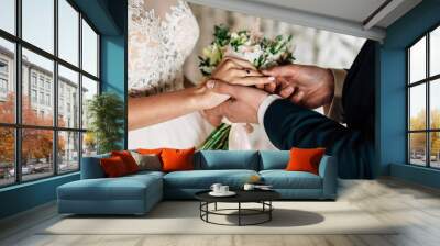 exchange of wedding rings Wall mural