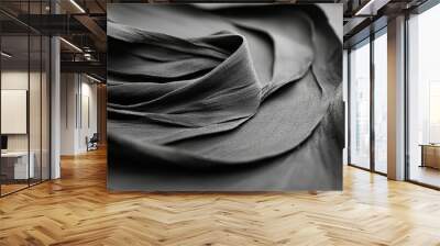  A monochrome image of fabric transformed into a waved cloth texture Wall mural