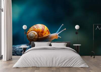  A snail up close on a rock, background softly blurred Foreground similarly blurred Wall mural