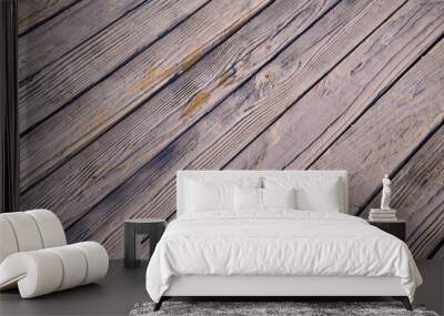 Background from old wood texture. Boards are patted with gray paint. Wooden table outside the house. Wall mural