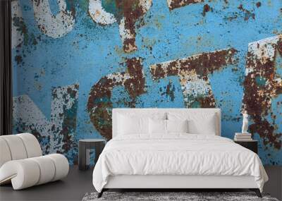 background old rusty metallic blue surface Wall mural