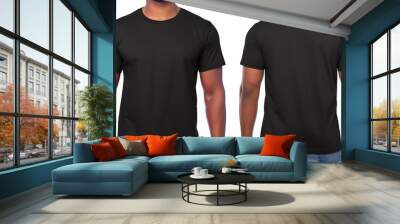 Black t shirt front and back view. Generative ai Wall mural