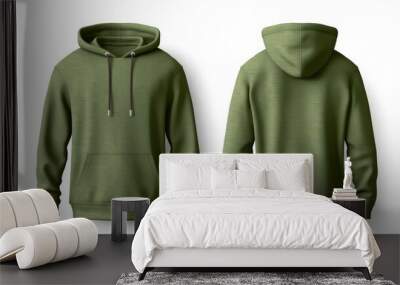 Blank green male hoodie sweatshirt long sleeve. Generative ai Wall mural