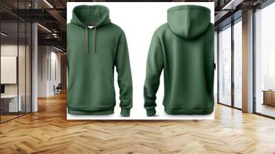 Blank green male hoodie sweatshirt long sleeve. Generative ai Wall mural