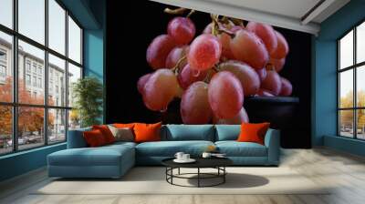 Bunch of juicy ripe red grapes. Beautiful grapes on a dark background. Wall mural