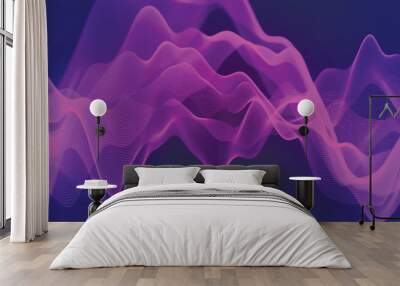 Futuristic particle wave. Abstract technology background. Big data visualization. Equalizer wave. Vector illustration Wall mural