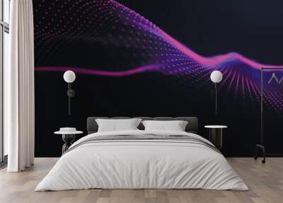 Futuristic particle wave. Abstract technology background. Big data visualization. Vector illustration Wall mural