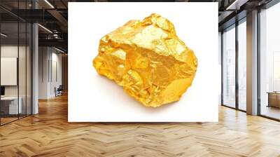 Gold Nugget Isolated on White Background Wall mural