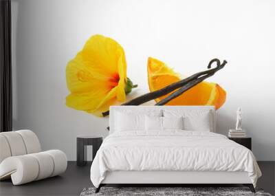 hibiscus, orange and vanilla pods Wall mural