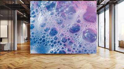 Image of Car wash foam and small bubbles. Texture for background usage Wall mural