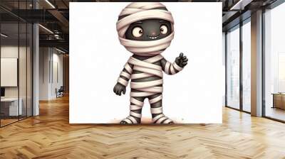 mummy isolated halloween illustration in watercolor style. cute character Wall mural