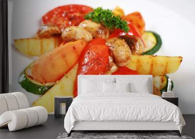 Grilled vegetable and mushrooms Wall mural