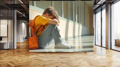 The stressed schoolboy Wall mural