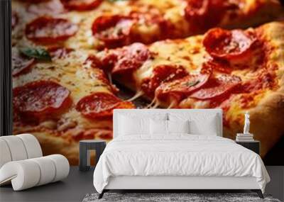 Traditional italian pizza. Delicious taste pepperoni pizza. Generative AI Wall mural