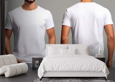 White t shirt front and back view Wall mural