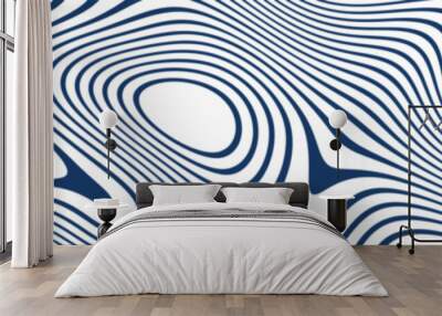 Abstract background with flowing wave lines in blue and white. dynamic pattern and fluid aesthetic. Flat vector illustration isolated on white background. Wall mural