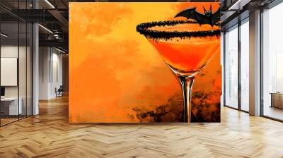 Black Sugar Bat Halloween Cocktail Wall mural