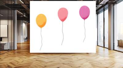 Cartoon balloon bundle with ropes. For birthday celebrations and festive decorations. Flat vector illustration isolated on white background. Wall mural