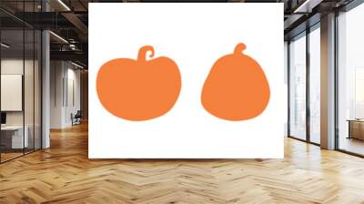 Cute silhouettes of halloween pumpkins. Cartoon pumpkin shapes set. Vector isolated illustration Wall mural