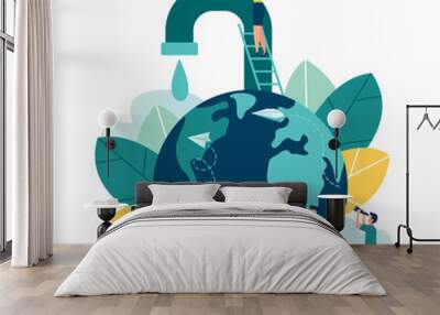 Vector creative illustration of business graphics, save the planet, save energy and water, design concept world water day, March 22 Wall mural