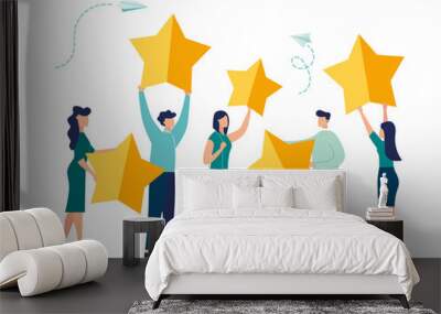 Vector illustration, Customer reviews rating, Different people give a review rating and feedback, Support for business satisfaction. Wall mural