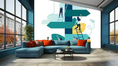 Vector illustration, direction sign in different, destination, choice of directions, travel to different places Wall mural