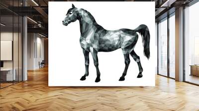 horse silver, isolated image on white background in low poly style Wall mural