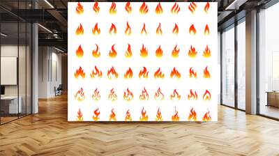 flame icons. Flame logo, fire icon. Vector set of icons for fire. Wall mural