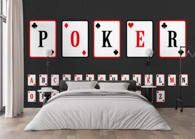 poker cards alphabet. tterleing gambling card vector illustration. alphabet playing cards. inscription poker Wall mural