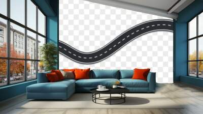 Top view on road map. Curve highway roadway. Vector infographic Wall mural