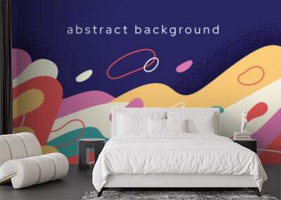 Vector background with fluid abstract doodle. Banner with splattered shapes, smooth,dynamic blob organic wave. Flat vector illustration Wall mural